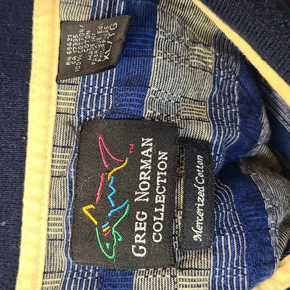 Greg Norman Collection Mercerized Cotton Striped Shark Logo Golf Polo Shirt XL - Picture 4 of 5